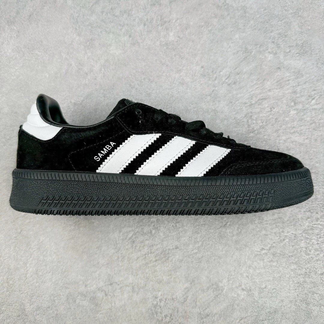 Unbranded Sneakers Samba platform with three-stripe side panels — black and white