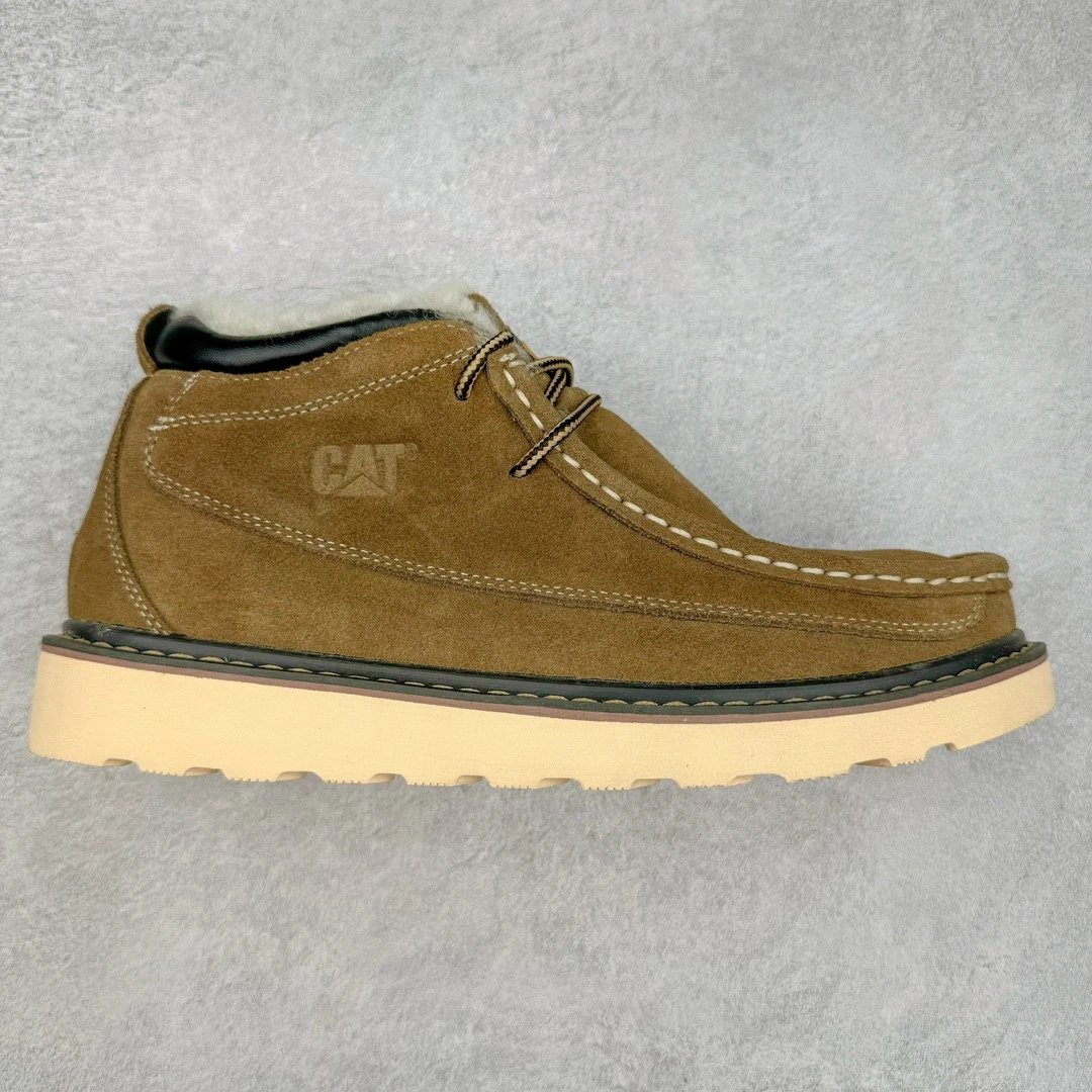 CAT Boots Moc-Toe Chukka — Brown, fleece-lined