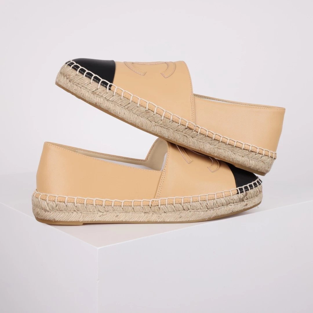 Chanel Casual Shoes Espadrille Slip-On — Classic Brown Leather Surface
