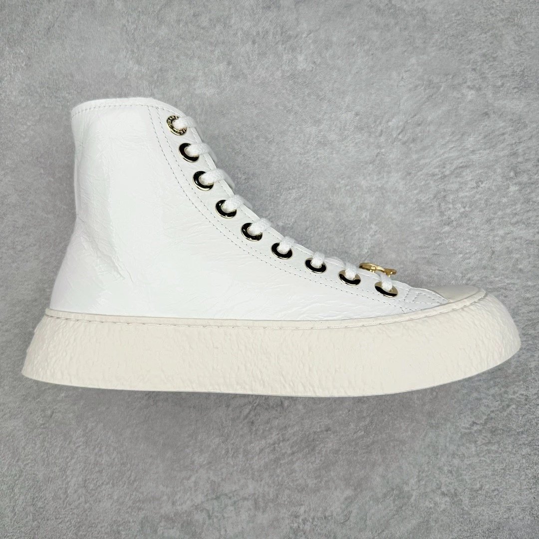 Unbranded Sneakers Platform lace-up — white leather high-top