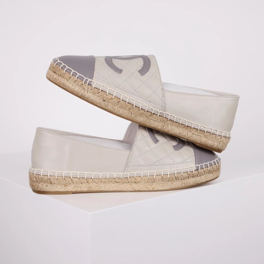Chanel Casual Shoes Espadrille Slip-On — Gray-purple leather surface