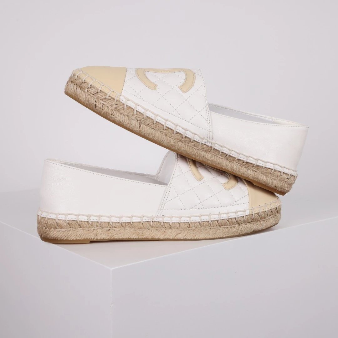 Chanel Casual Shoes Espadrille Slip-On — white leather