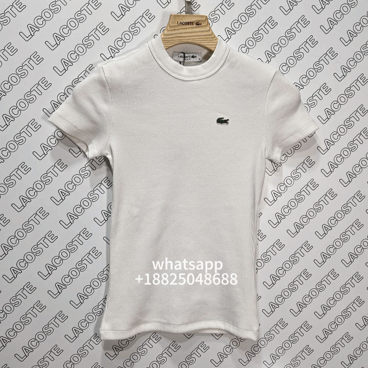 White Lacoste Ribbed T-Shirt