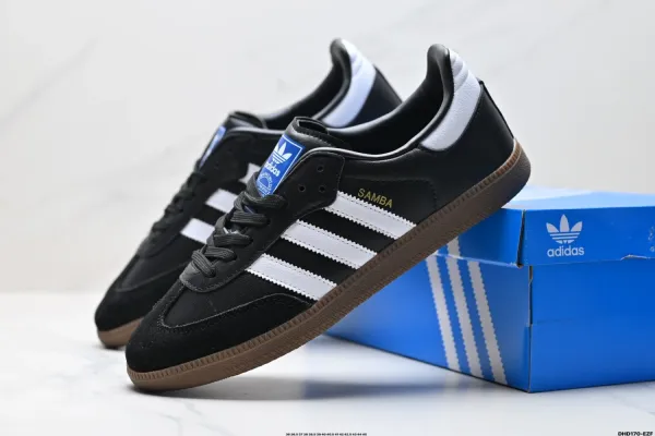 Adidas Originals Samba Classic Black White Brown Sneakers - 8