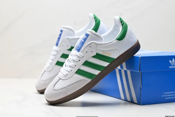 Adidas Originals Samba Classic White Green Brown Sneakers - 1