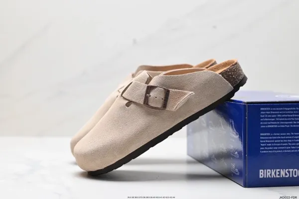 Birkenstock Boston Beige Suede Clog Shoes - 1