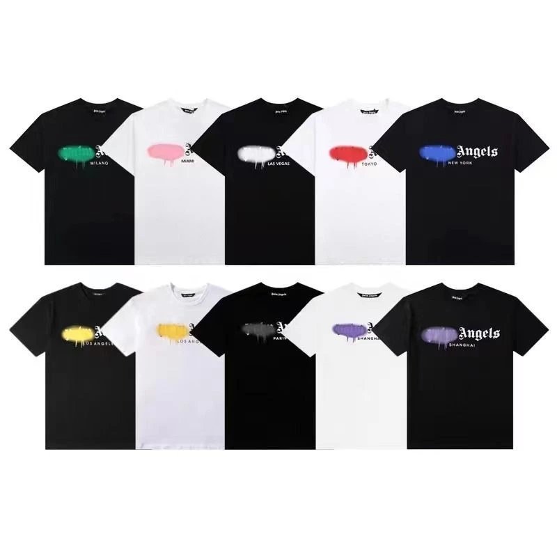 PA Palm Angel ANGS21SS dissolve graffiti letters LOGO loose round neck short sleeve T-shirt men's summer
