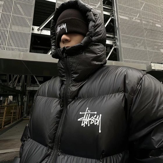 New American winter embroidery Tusi thickened hooded warm cotton coat jacket