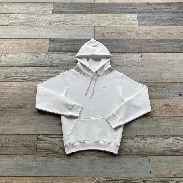Other Sweater Minimalist Embroidered Hooded Fleece White