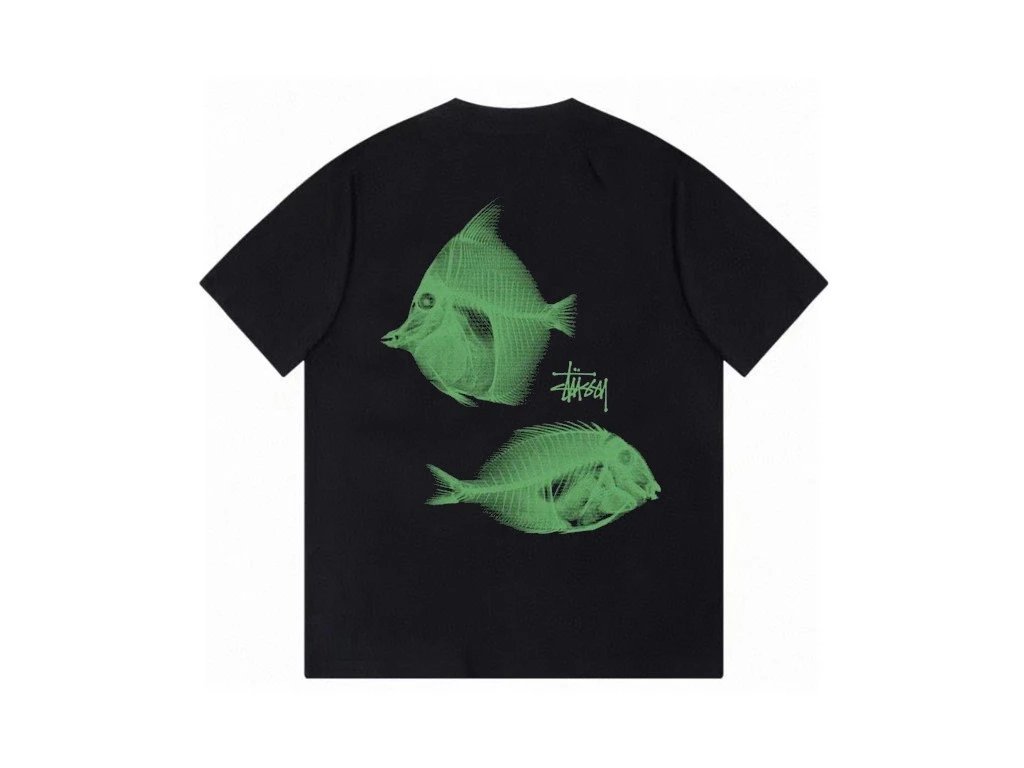 【New Arrival】Premium Edition, Superior to Common Stock - Stussy SS25 X-RAY FISHIN TEE X-Ray Fish Print Crewneck Short Sleeve T-Shirt - Unisex