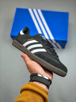 thumbnail for Wales Bonner x AD Originals Samba Classic Samba Series Gentleman's German Training Soccer Style Versatile Low-Top Casual Sneakers Black & White Horsehair IE0580 35-47