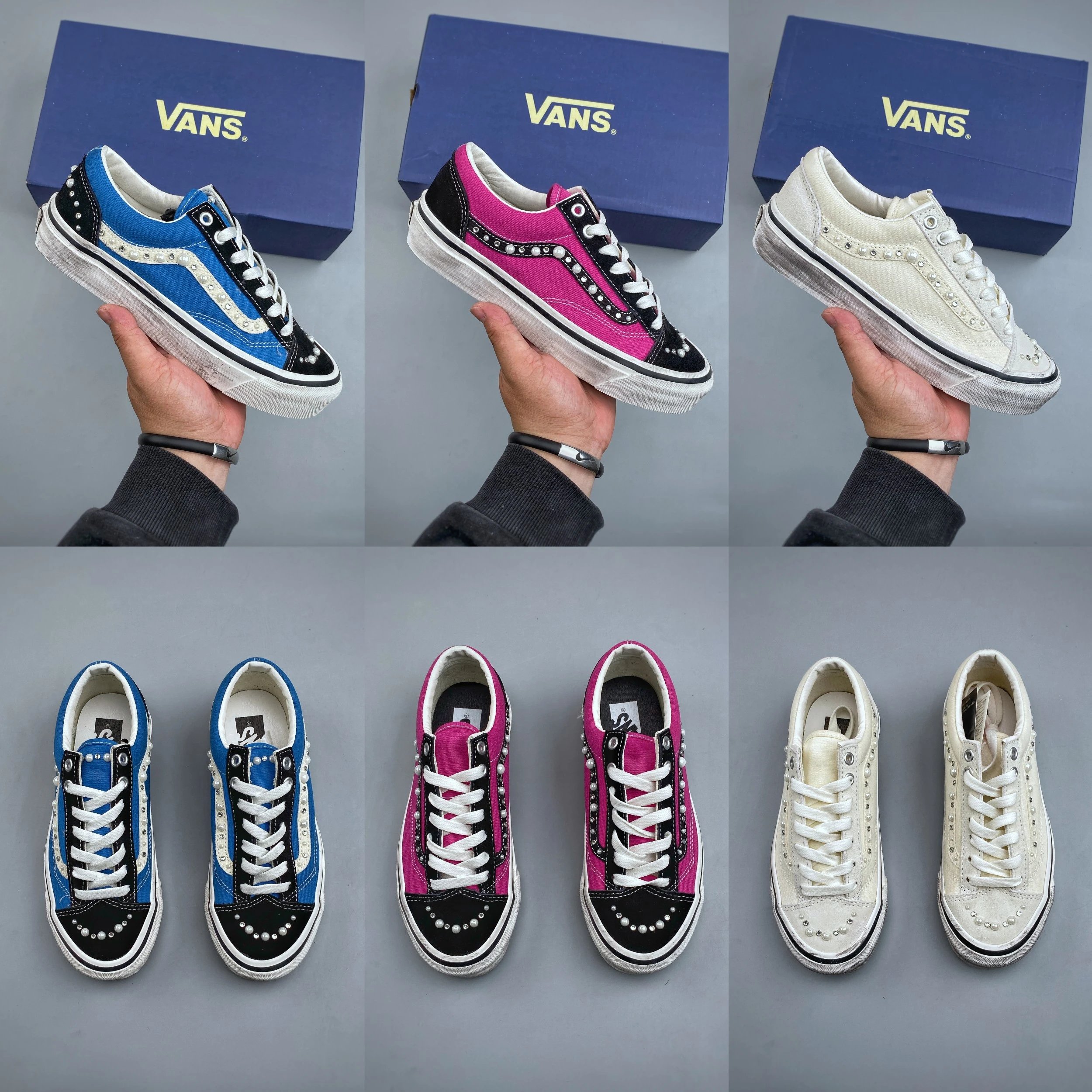 Vans Old Skool 36 Premium Pearlized Comfortable Retro Low Top Board Shoes for Men and Women White VN000E8VYA6 VN000E8VHLE VN000E8VCCZ 35-44