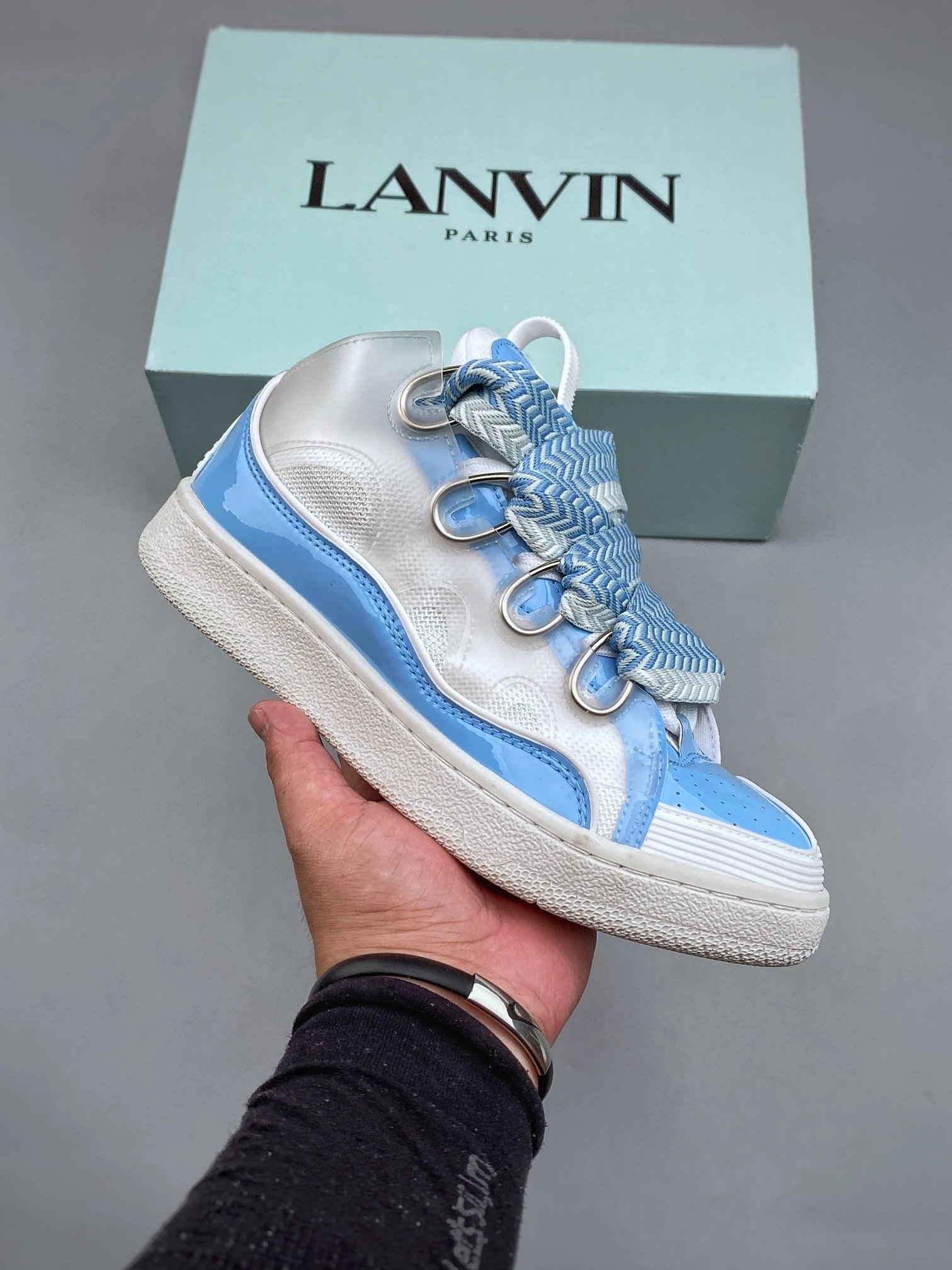 Lanvin浪凡 系带 低帮 时尚板鞋 男女款 蓝白色 36-45