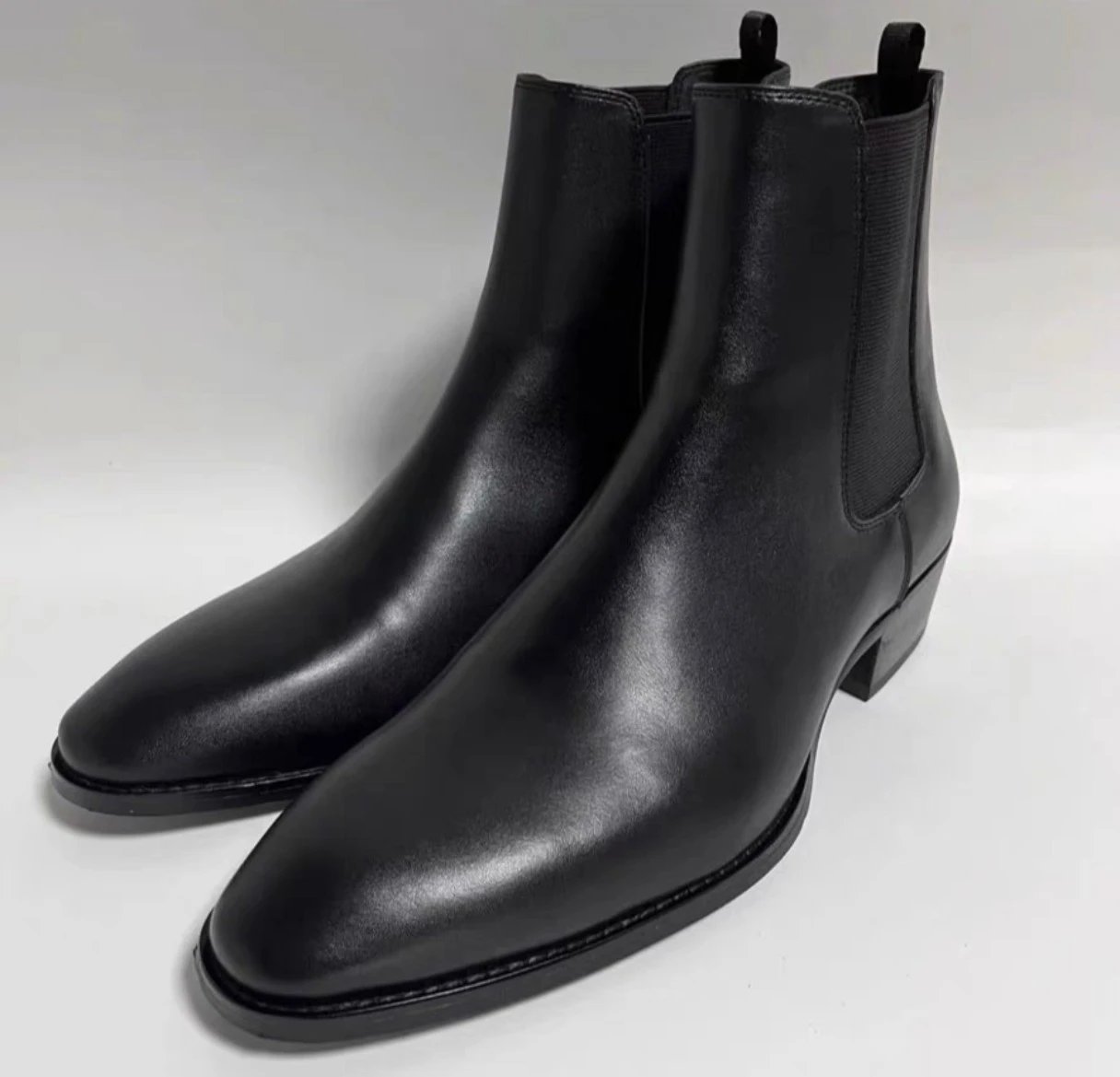 Mr. Wu Old Wu Independent SLP Style Basic Elastic Cowhide Chelsea Boots, 