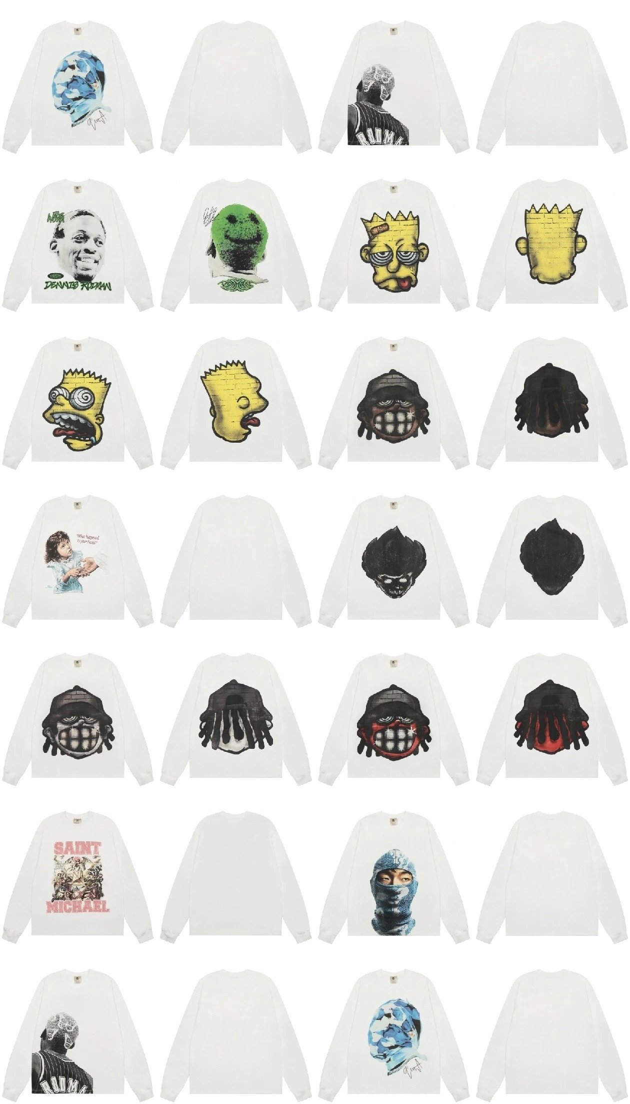Washed Cotton Digital Print Retro Street Loose Fit Long Sleeve Tee