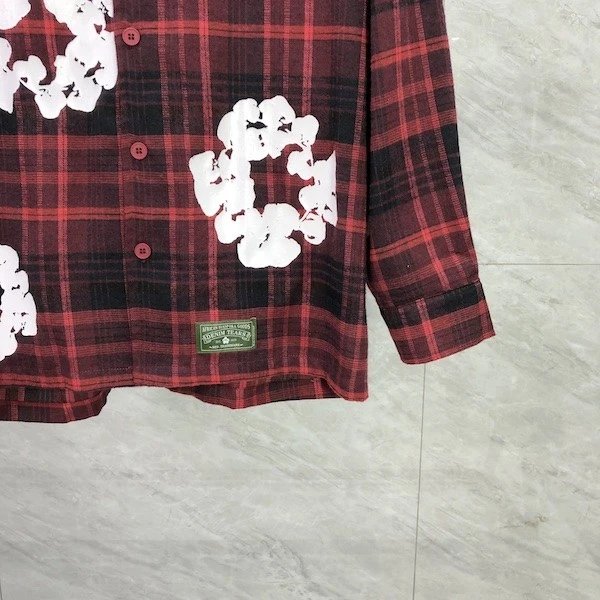 男生时尚新款发泡印花格子长袖衬衫 7