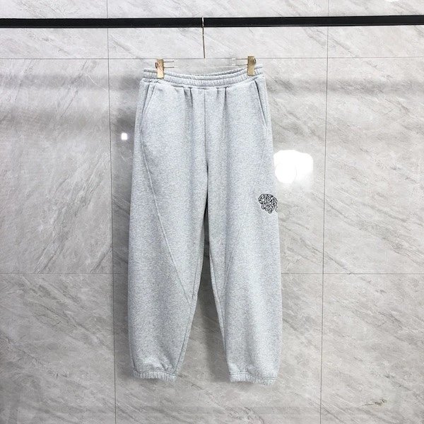  刺绣字母明线拼接加绒束脚长裤