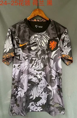thumbnail for 24-25 Netherlands Holland black soccer jersey size S-2XL