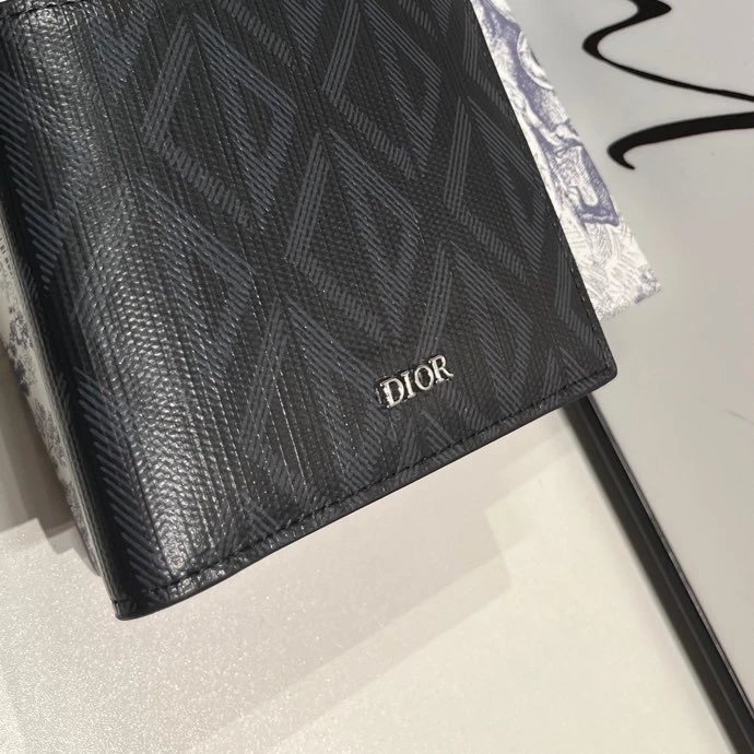 Dior Oblique Geometric Print Gray Short Wallet - 5