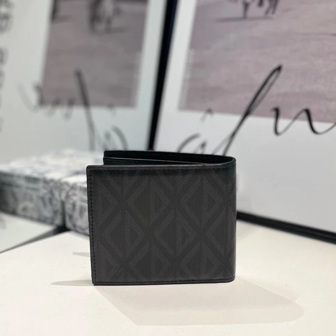 Dior Oblique Geometric Print Gray Short Wallet - 4