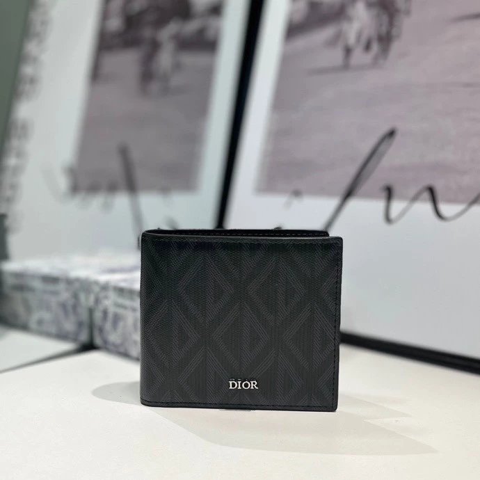 Dior Oblique Geometric Print Gray Short Wallet - 3