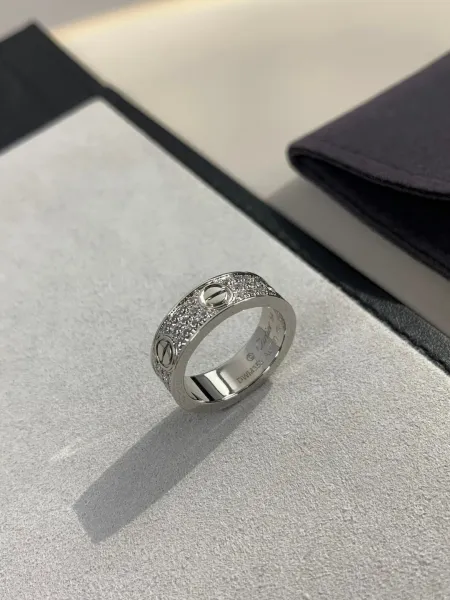 Cartier Love Ring Rose Gold with Diamond Jewelry - 4