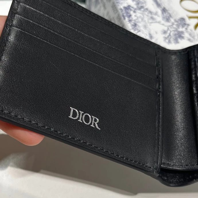 Dior Oblique Geometric Print Gray Short Wallet - 7