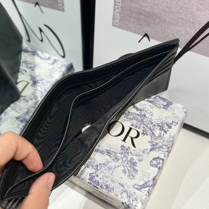 Dior Oblique Geometric Print Gray Short Wallet - 8