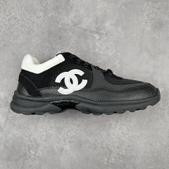 Guangdong Factory Direct Authentic Chanel-Style Black & White Low-Top Sneakers | Classic Elegant Retro Design, Mesh Panel Breathable, Thick Sole Height-Boosting Anti-Slip, Casual Everyday Comfort