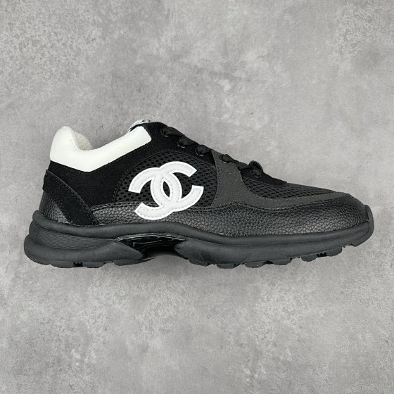 Guangdong Factory Direct Authentic Chanel-Style Black & White Low-Top Sneakers | Classic Elegant Retro Design, Mesh Panel Breathable, Thick Sole Height-Boosting Anti-Slip, Casual Everyday Comfort