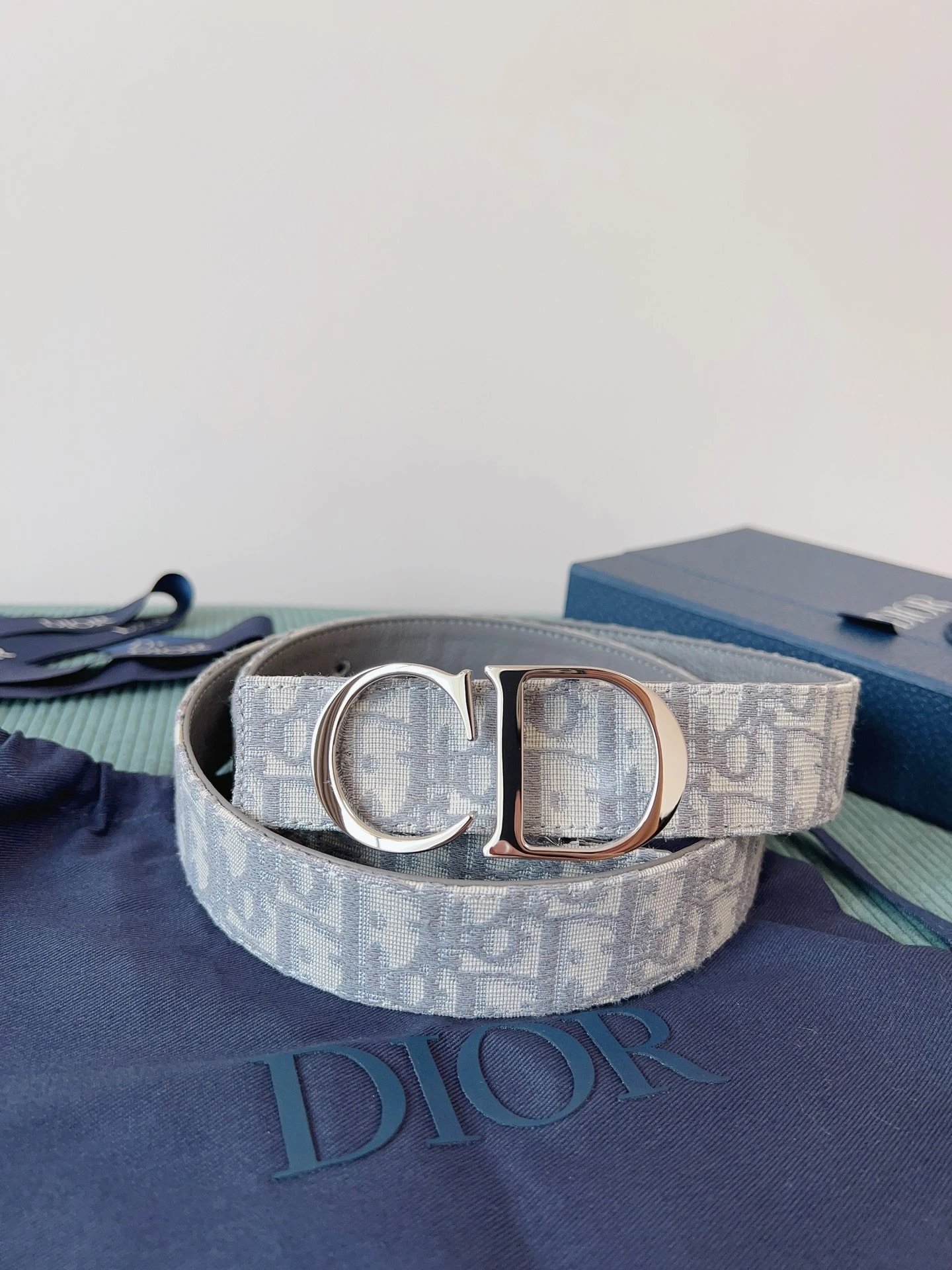 Dior White Monogram Belt