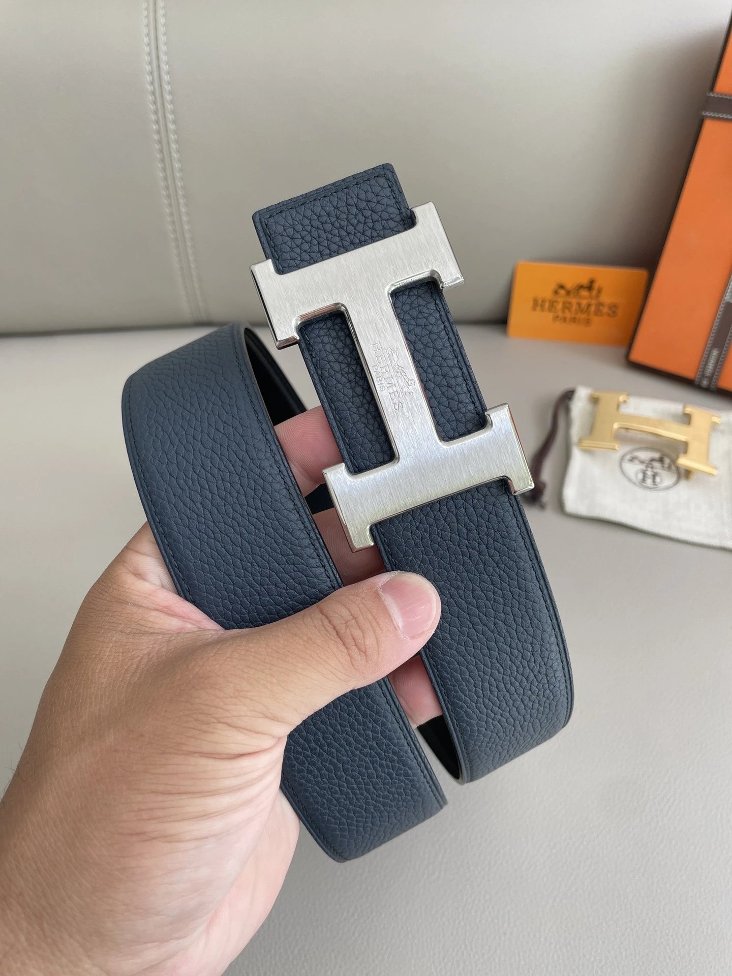 4 silver buckle with blue strap