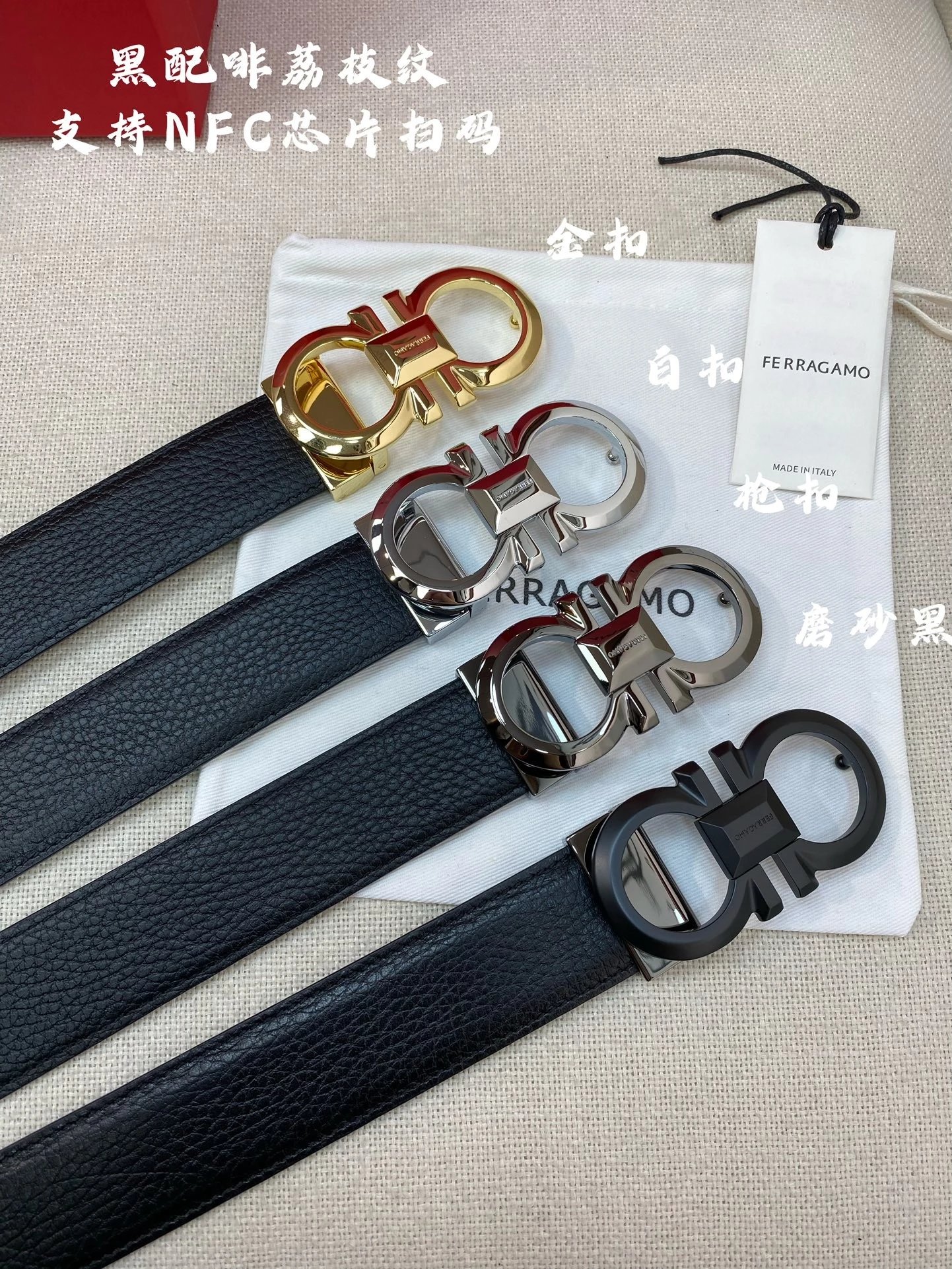 F Men's Belt Double sided Head Layer Leather Belt 3.5cm Width