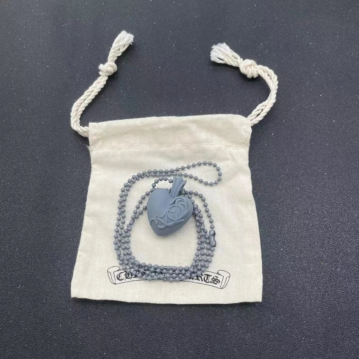 Chrome Hearts Sacred Heart Pendant Necklace Gray Jewelry - 1