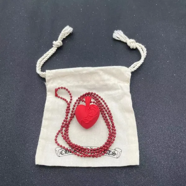 Chrome Hearts Sacred Heart Red Ball Chain Necklace Jewelry - 1