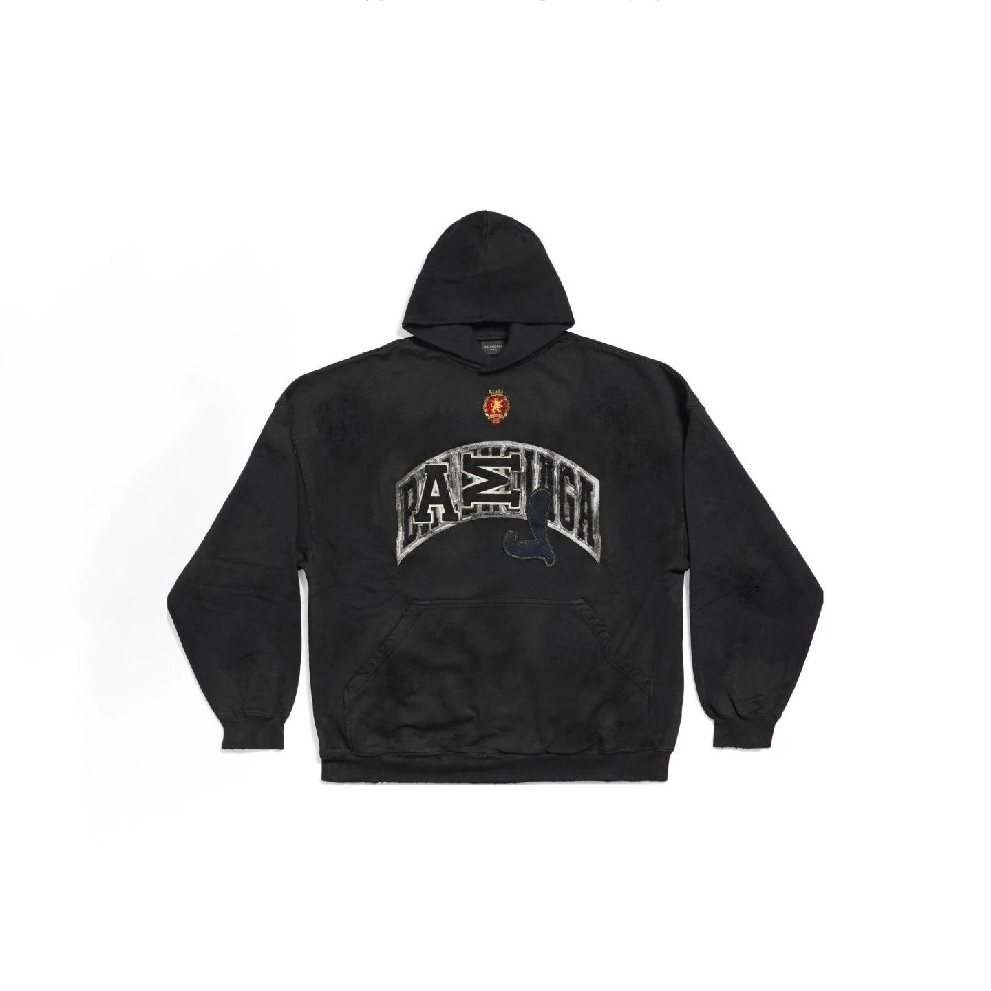 [In Stock] Paris x Manchester United Distressed Washed Black Hoodie with Holes