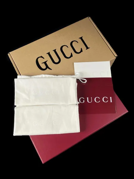 Gucci New Ace GG Monogram Gray Red Stripe Sneakers - 6