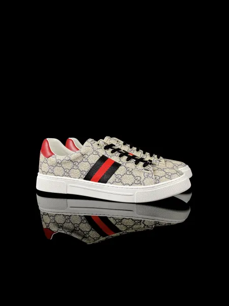 Gucci Ace GG Supreme Canvas Sneakers Beige Red Black - 1