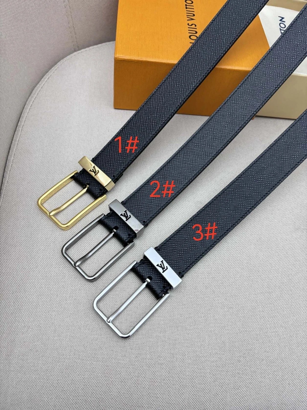 (No. 96) New width 3.5 cm men's needle buckle belt, high-quality cowhide belt, complete set of packaging