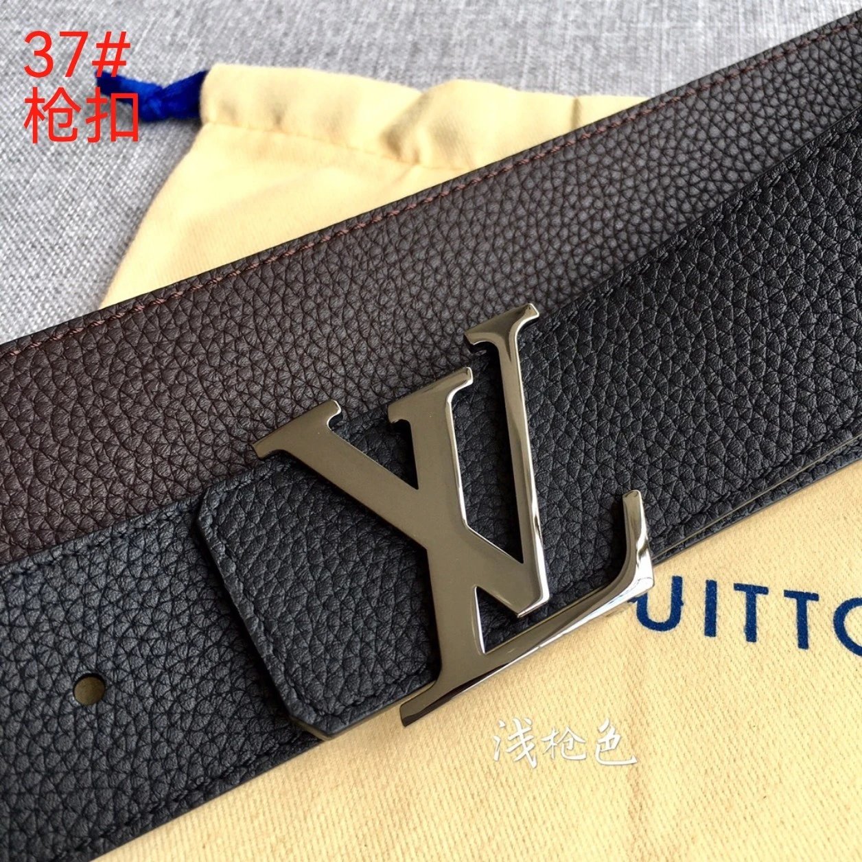 37# 黑配咖啡色/亮枪扣