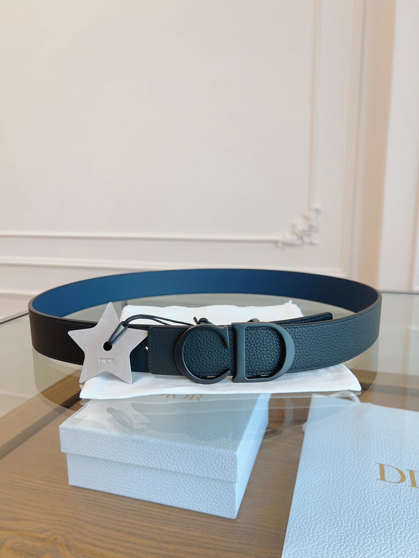 No. 16 - Black with Blue Leather / Matte Black Buckle