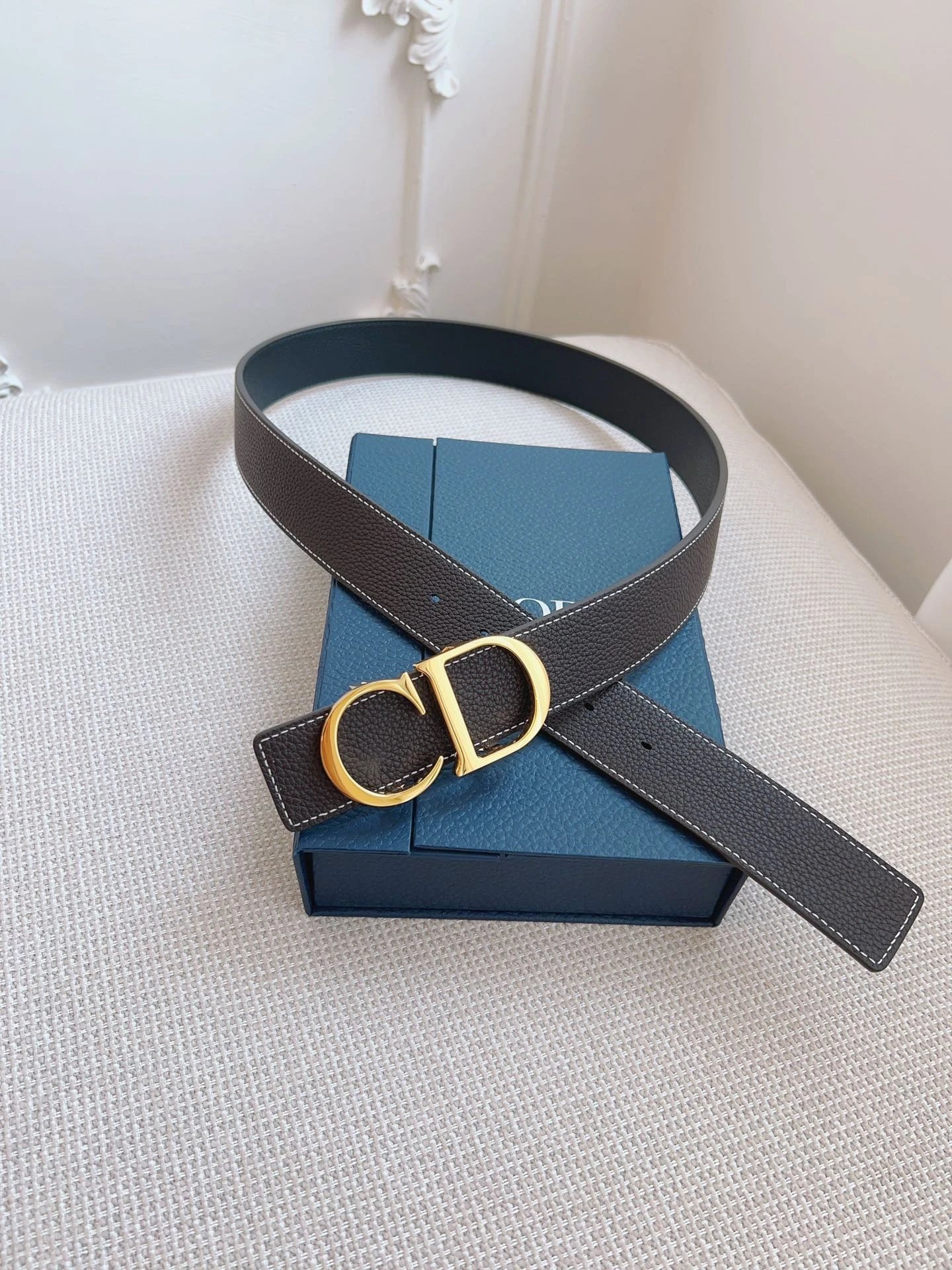 No. 28 - Brown with Black Leather / Bright Gold Buckle