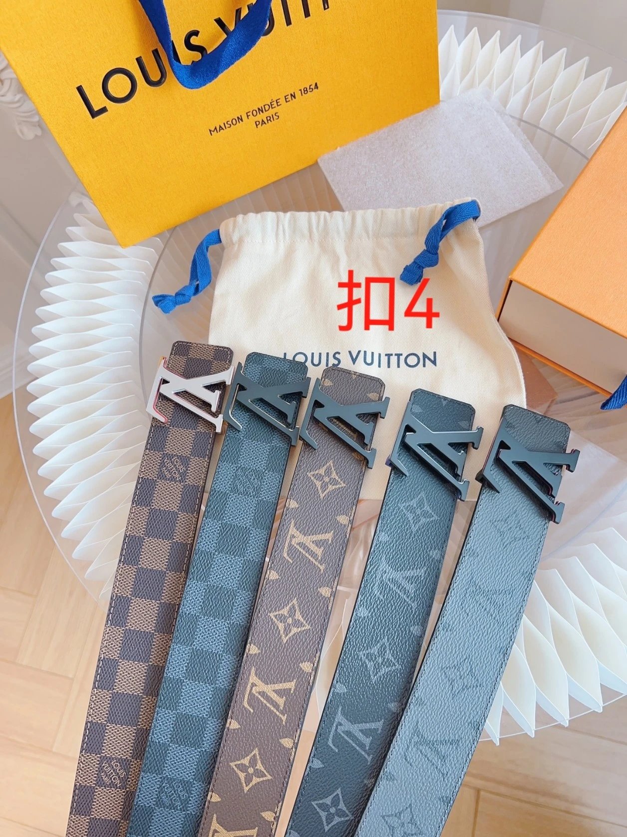 Louis Vuitton Monogram Canvas Brown Black Checkerboard Belt