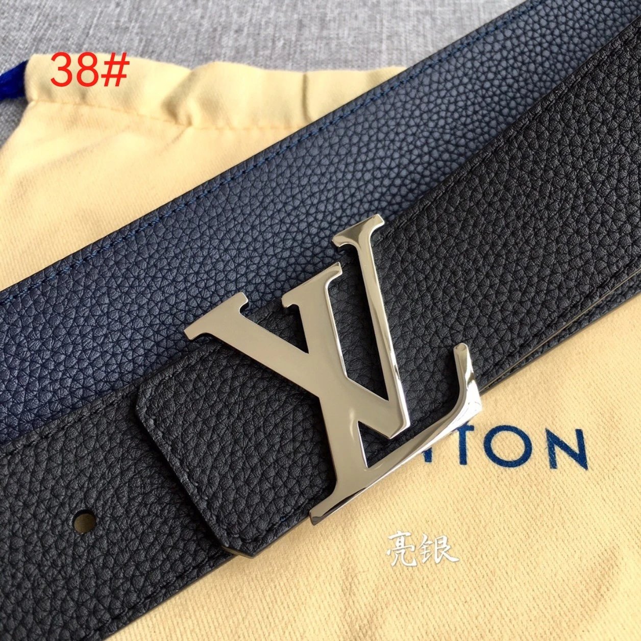 38# 黑配宝蓝色/亮银扣