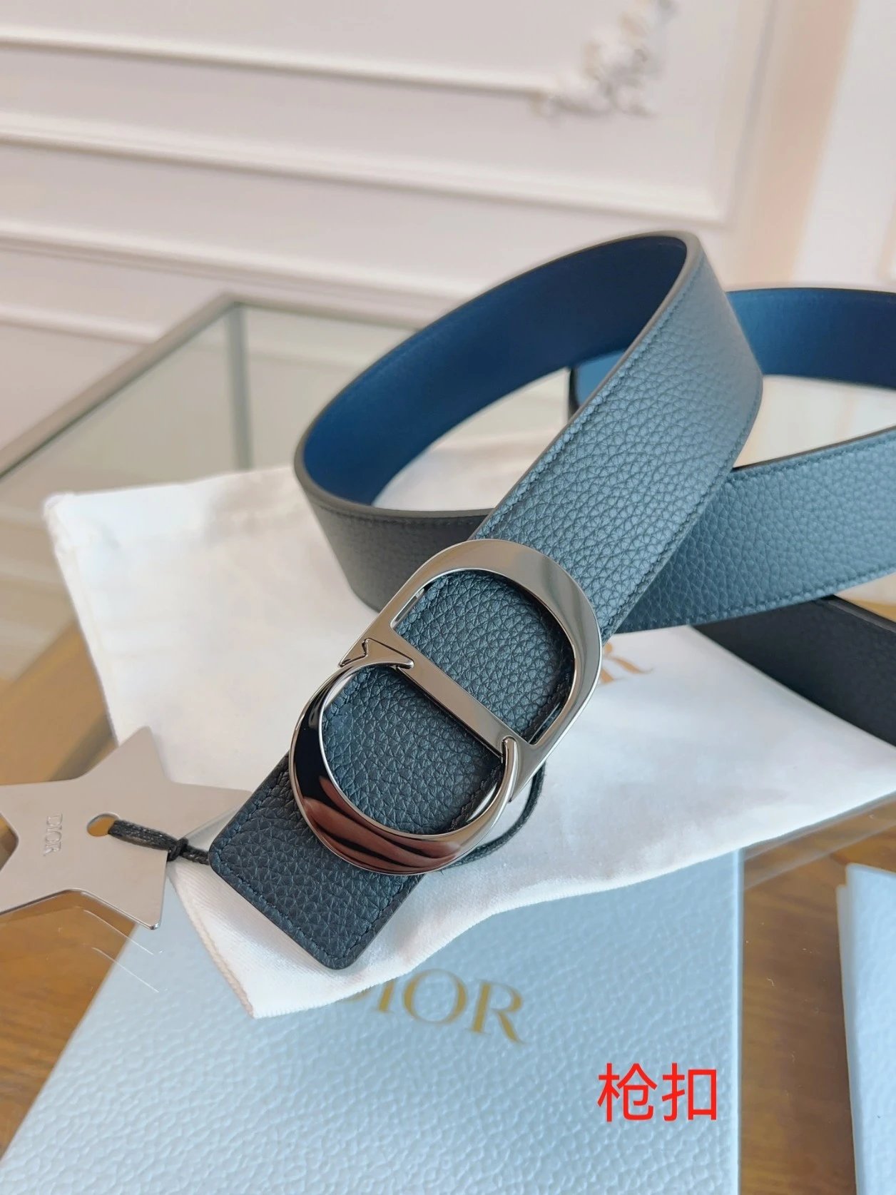 No. 20 - Black with Blue Leather / Gunmetal Buckle 2