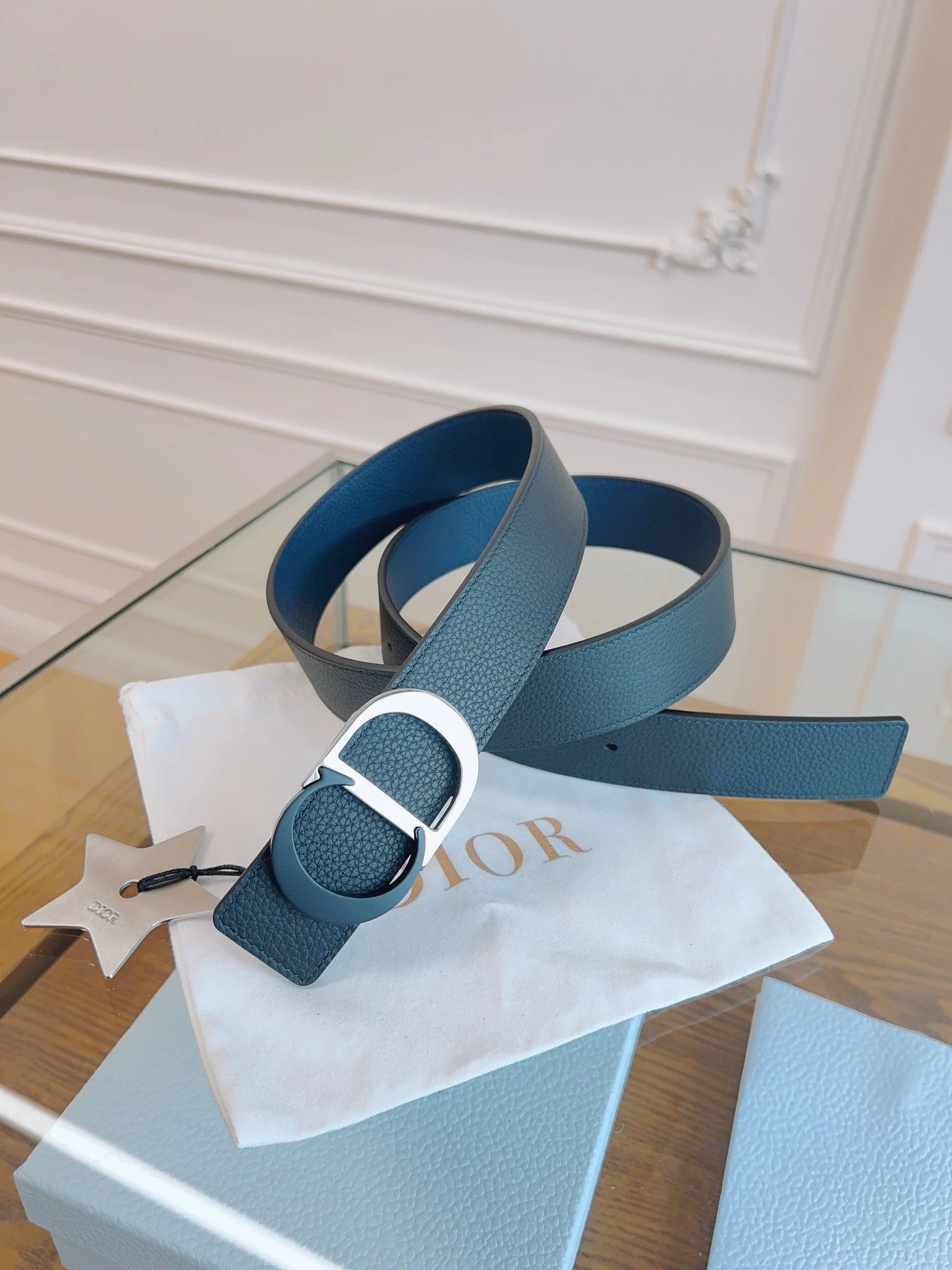 No. 21 - Black with Blue Leather / Black Silver Buckle 2