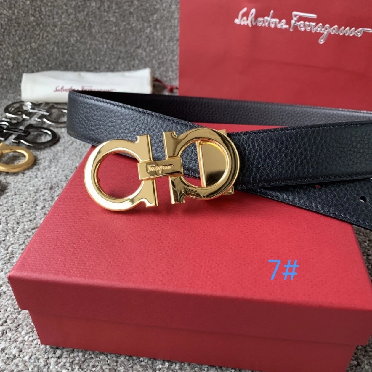 7 # shiny gold buckle (lychee patterned black coffee)