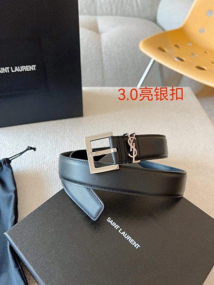 3.0cm black shiny silver buckle