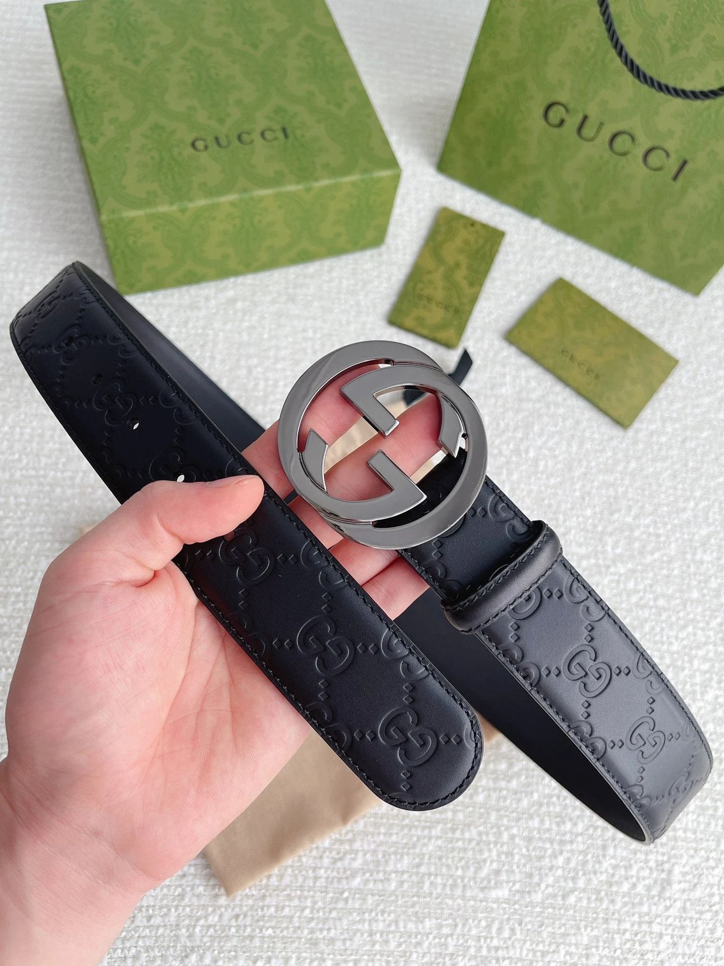 12 # Gun Buckle/All Black Leather