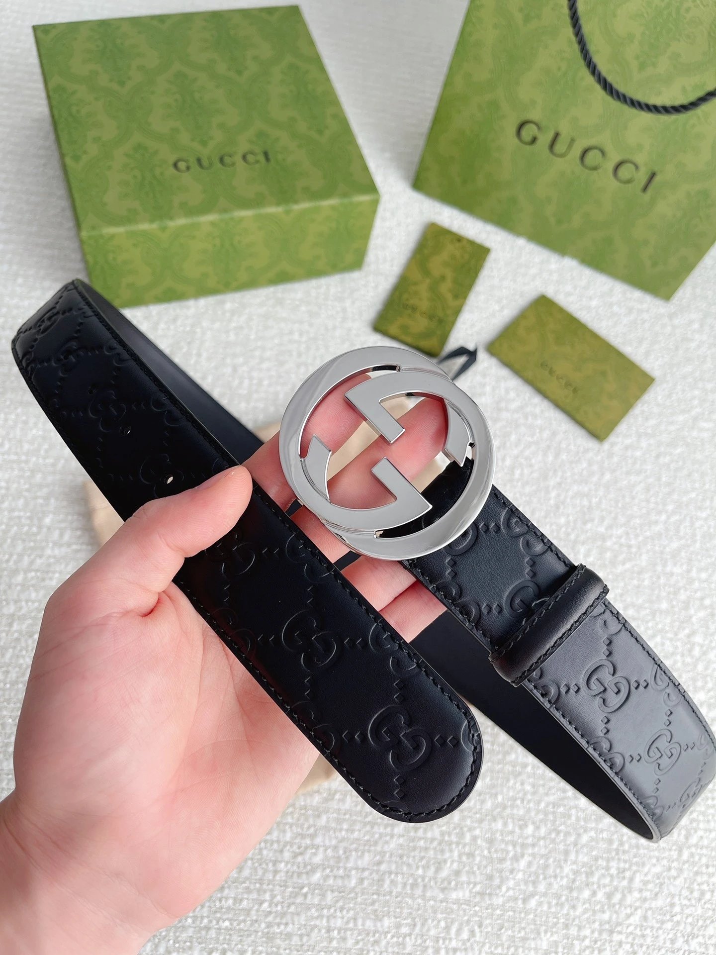 11 # Silver Buckle/All Black Leather